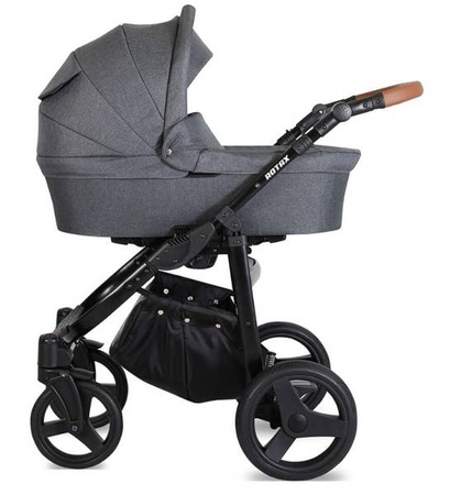 Kunert Rotax Wózek Głęboko-Spacerowy Szary Len + Pomarańcz Biała Rama Koła Żelowe