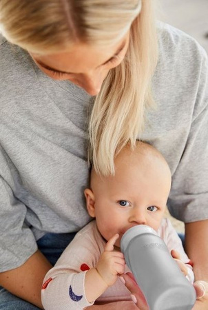 Everyday Baby, Szklana butelka ze smoczkiem M, 240 ml Szary