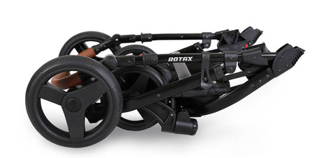 Kunert Rotax Wózek Głęboko-Spacerowy Szary Len + Pomarańcz Biała Rama Koła Żelowe