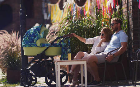 Kunert Rotax Wózek Głęboko-Spacerowy Szary Len + Pomarańcz Biała Rama Koła Żelowe