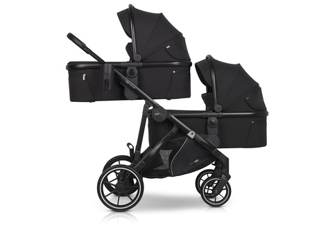 Easy Go Duoflex Wózek Głęboko-Spacerowy Bliźniaczy Rok po Roku Ebony Black 1 Siedzisko 1 Gondola