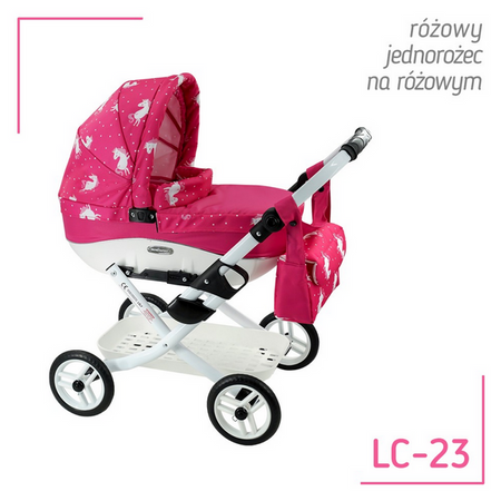 Adbor Lily Wózek dla Lalek Różówy Jednorożce Lc-23