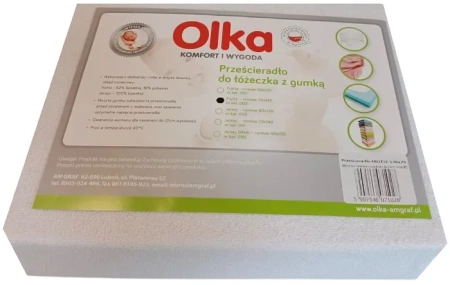 OLKA Prześcieradło Frotte do Łóżeczka 140 x 70 cm Białe