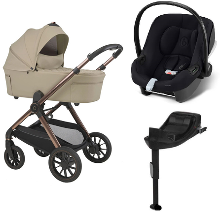 Espiro Code Wózek Głęboko-Spacerowy 04 Tender Green + Cybex Aton B2 i-Size Fotelik Samochodowy 0-13kg + Baza One Volcano Black