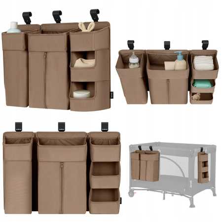 Lionelo Sidepocket Large Organizer na łóżeczko wiszący przybornik duży 3w1 Beige