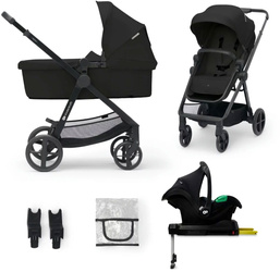 Kinderkraft Newly Wózek Wielofunkcyjny 4w1 + Fotelikiem Mink Pro z Bazą Classic Black