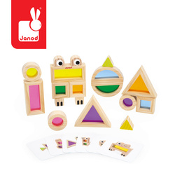 Janod Klocki drewniane przeźroczyste kolorowe sensoryczne 12 m+