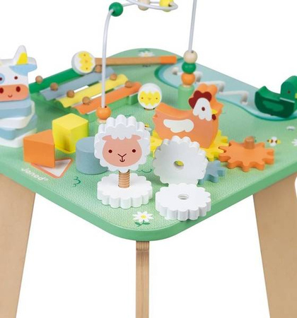 Janod Wielofunkcyjny Stolik Edukacyjny Drewniany Łąka 12 M+