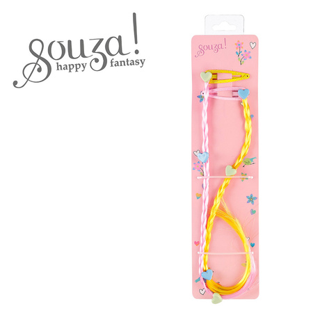 Souza! Spinki do włosów doczepiane warkoczyki serduszka różowe Ulla 2 szt.