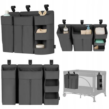 Lionelo Sidepocket Large Organizer na łóżeczko wiszący przybornik duży 3w1 Grey