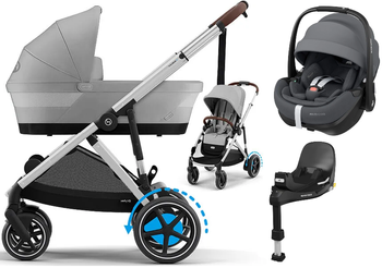 Cybex E-Gazelle S Wspomagany Wózek Głęboko-Spacerowy + Maxi-Cosi Pebble 360 Pro2 Fotelik Samochodowy + Baza
