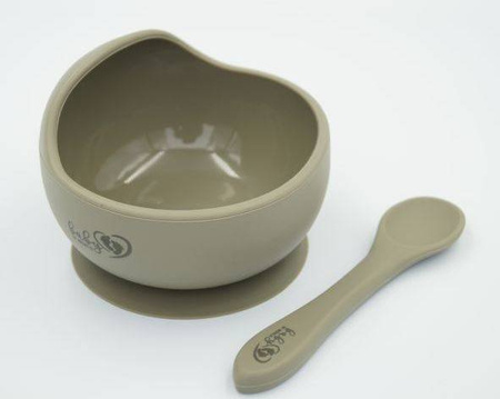 Baby in World Miska Silikonowa Z Przyssawką I Łyżeczką Sage