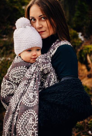 LennyLamb Żakardowa Chusta Do Noszenia Dzieci 74%Bawełna 26% Jedwab FOLKOWE SERCA NOSTALGIA rozm M