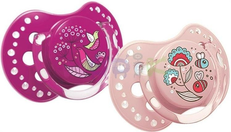 Lovi Dynamiczny Smoczek Uspokajający Silikonowy 0-3m 2szt. 22/841 Folky Girl