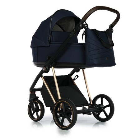 Roan Ivi 2.0 Wózek Głęboko-Spacerowy Rama Rose Gold Mystic Blue + Cybex Aton B2 i-Size Fotelik Samochodowy 0-13kg + Baza One Volcano Black