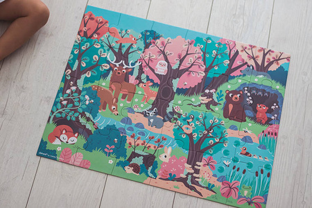 Janod Świecące puzzle z mini-lampką UV Las 24 elementy 3+