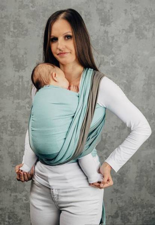 LennyLamb Moja Pierwsza Chusta Do Noszenia Dzieci Tkana Splotem Jodełkowym Mała Jodełka Rozmiar M 4,6m 100% Bawełna Baby Mint