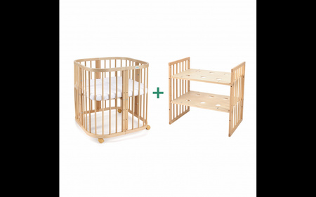 Waldin Łóżeczko Dziecięce 7w1 z Materacem Natural