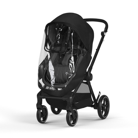 Cybex Eos Basic 3w1 Wózek Głęboko-Spacerowy Rama Czarna + Adaptery + Fotelik Aton B2 I-Size Moon Black + Baza One + Materac do Gondoli