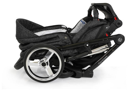 Kunert Molto Premium Wózek Głęboko-Spacerowy 2w1 Grafit Jeans Złota Rama Koła Żelowe