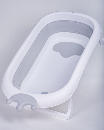 Primabobo Korona Wanienka Składana z Poduszką i Korkiem Sensorycznym 85cm/48cm/21cm Szara