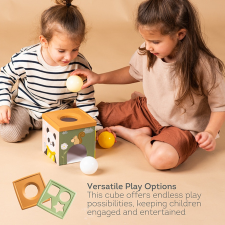 Taf Toys Pojemnik Zabawa i Odkrywanie Sensoryczna Kostka Edukacyjna 12m+ z chustkami