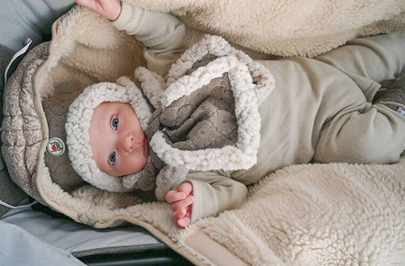 Lodger Fleece Dwuwarstwowa Zimowa Czapeczka z Polaru 0-3 msc Brązowa Buffalo