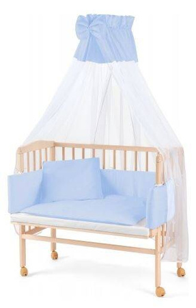 Waldin Łóżeczko Dostawne 2w1 z Wyposażeniem 38 Natural / Niebieski