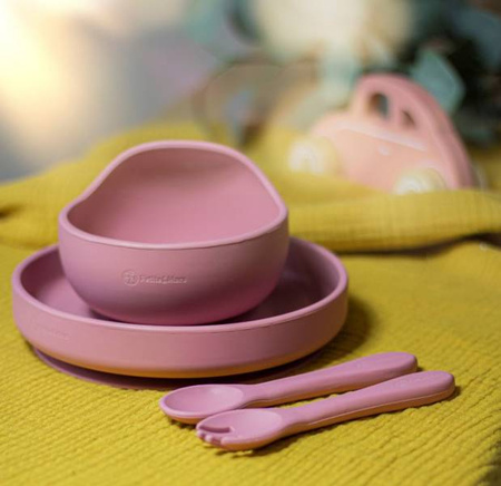 Petite&Mars Take&Match Silikonowe Sztućce 6m+ Dusty Rose