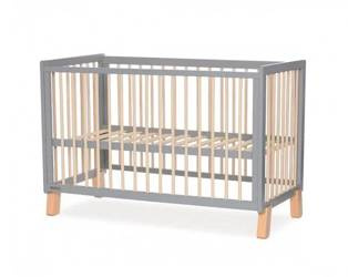 Kinderkraft Lunky XL Łóżeczko Drewniane Barierka Grey