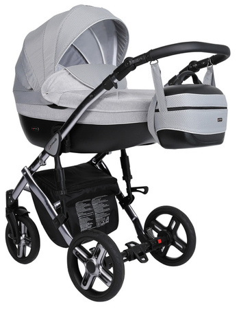 Kunert Lavado Premium Wózek Głęboko-Spacerowy Kropki + Szary Grafitowa Rama Koła Żelowe