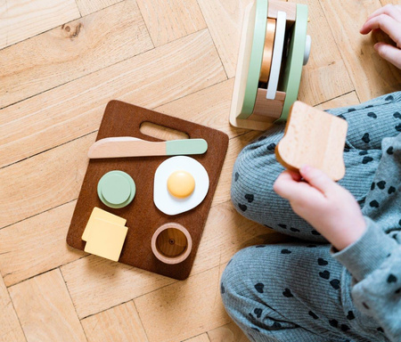 Dantoy Drewniany toster i zestaw śniadaniowy