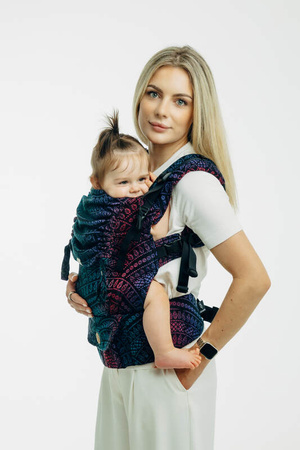 LennyLamb Moje Pierwsze Nosidełko LennyUpGrade PRO, Z Tkaniny Żakardowej 60% Bawełna, 28% Wełna Merino, 8% Jedwab, 4% Kaszmir- Pawi Ogon Czarny Opal