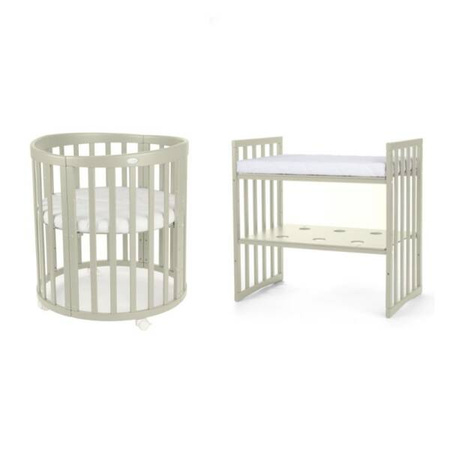 Waldin Łóżeczko Dziecięce Owalne 7w1 z Materacem Oliwkowe