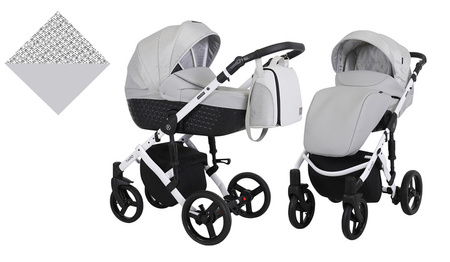 Kunert Tiaro Wózek Głęboko-Spacerowy 2w1 Szary Biała Rama Koła Żelowe