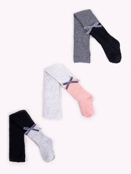 Yoclub! Rajstopy Bawełniane Dwukolorowe z Kokardą 92-98