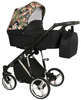 Kunert Molto Premium Wózek Głęboko-Spacerowy 2w1 Czarny + Kwiaty Srebrna Rama Koła Żelowe