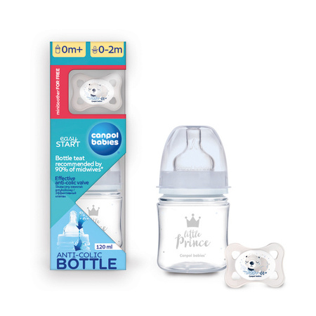 Canpol Babies Zestaw Startowy Butelka 120ml + Smoczek Mini Boy Mix