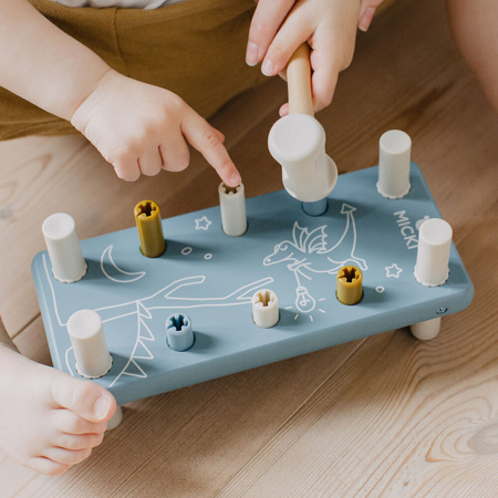 Micki Drewniana Przebijanka z Gumowym Młotkiem Niebieski