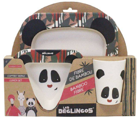 Deglingos Zestaw Bambusowy Panda Talerzyk Miseczka