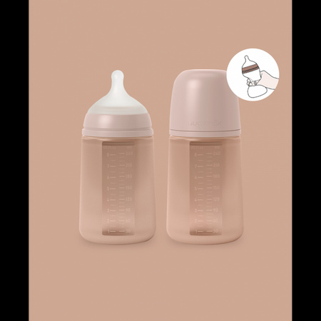 Suavinex SX Pro All Silicone Butelka Silikonowa Średni Przepływ 240ml Colour Essence Cielista