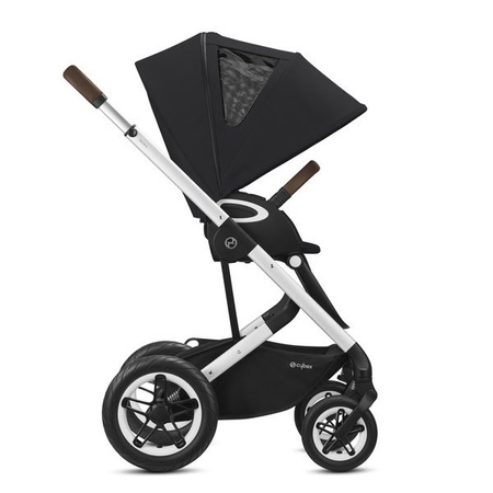 Cybex Talos S Lux Wózek Głęboko-Spacerowy + Cybex Aton 5 Fotelik Samochodowy 0-13kg + Adaptery Srebrna Rama Deep Black