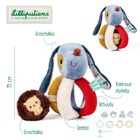 Lilliputiens Grzechotka z uchwytami Piesek Jules 6 m+