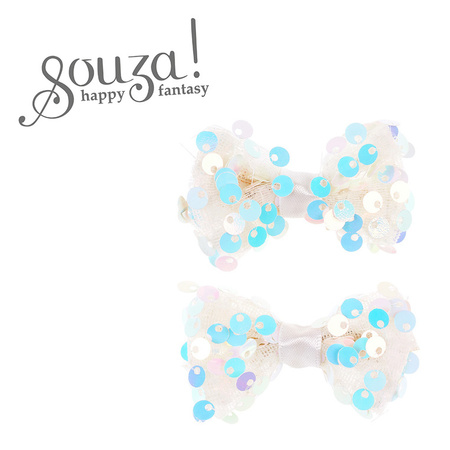 Souza! Klipsy do włosów Tiki kokarda biała 2 szt.