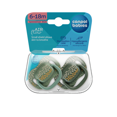 Canpol Babies Mountains Smoczek Uspokajający Silikon Symetryczny 6-18m 2 szt 34/931_gre Zielony