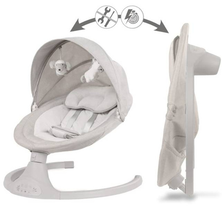 Kidwell LUXI Leżaczek Bujaczek Elektryczny 2w1 Light Melange