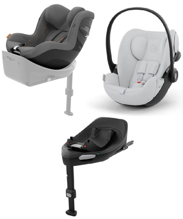 Cybex Sirona G I-Size Fotelik 0-20kg Lava Grey + Cybex Cloud G I - Size Fotelik Fog Grey 0-13kg + Cybex Baza G Black