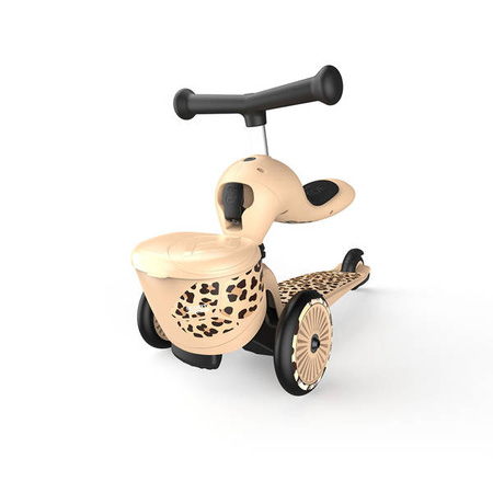 Scootandride Highwaykick 1 Lifestyle 2w1 Jeżdzik i Hulajnoga Trójkołowa z Zamykanym Schowkiem 1-5 lat Leopard