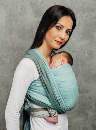 LennyLamb Moja Pierwsza Chusta Do Noszenia Dzieci Tkana Splotem Jodełkowym Mała Jodełka Rozmiar M 4,6m 100% Bawełna Baby Mint