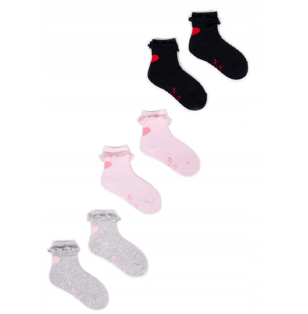 Yo! Skarpety Dziewczęce Bawełniane Z Falbanką 3 Pak Rozmiar 27-30